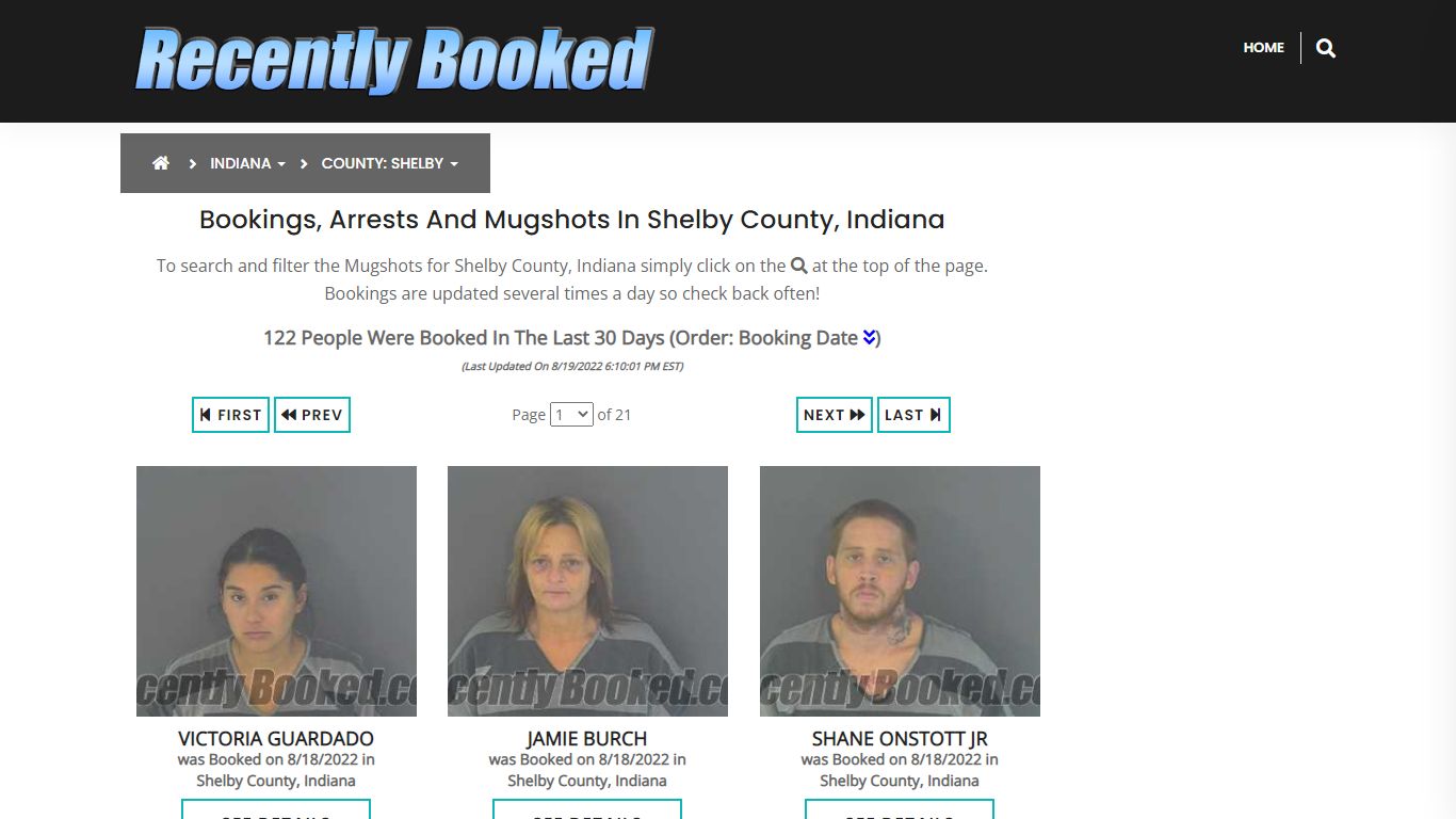 Recent bookings, Arrests, Mugshots in Shelby County, Indiana